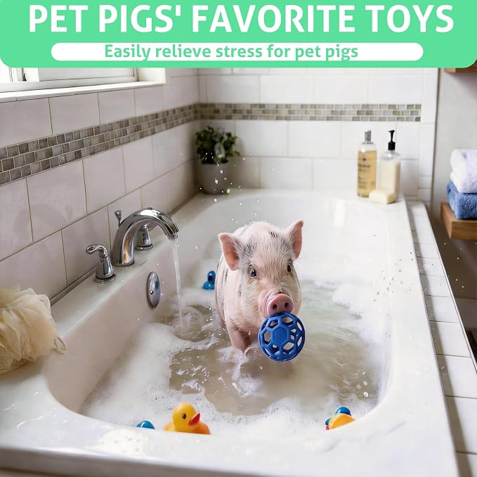 2-Pack Pig Treat Ball Toy – Chew Feed Ball with Hanging Rope