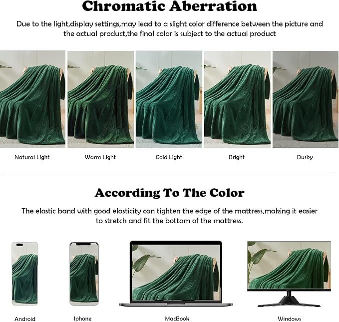 NEWCOSPLAY Fleece Leaves Pattern Queen Blanket, Dark Green, 90"x90" | Super Soft Throw Blanket, Lightweight Cozy Bed Sofa Blanket, Premium Silky Flannel Fleece, Travel Blanket for All Season Use