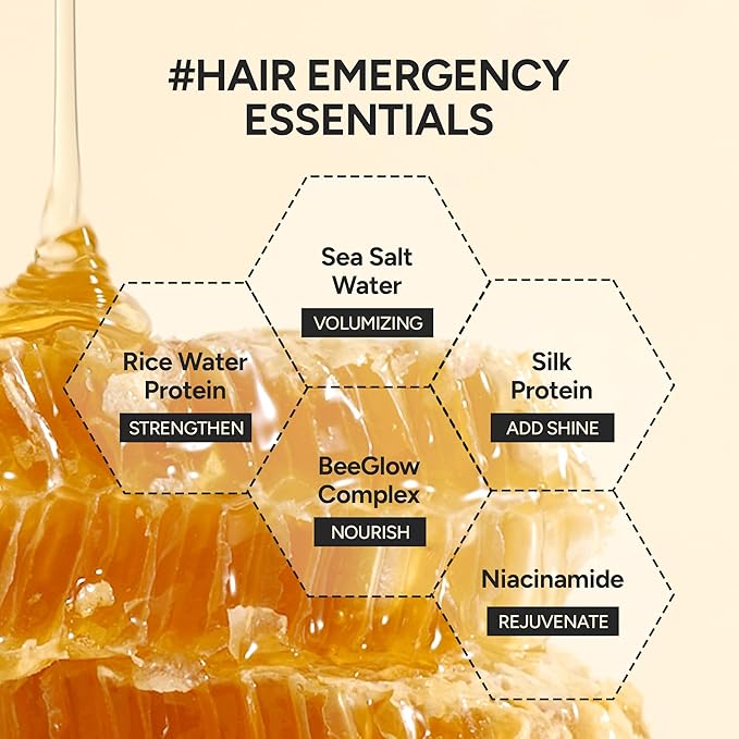 Enriched Cream Korean Shampoo Rice Protein Formula – Clarifying Cleanse with Sea Water, Silk Protein & Niacinamide, Sulfate-Free, Fresh Scalp, Mellow Honey, 500 ml / 16.9 fl oz