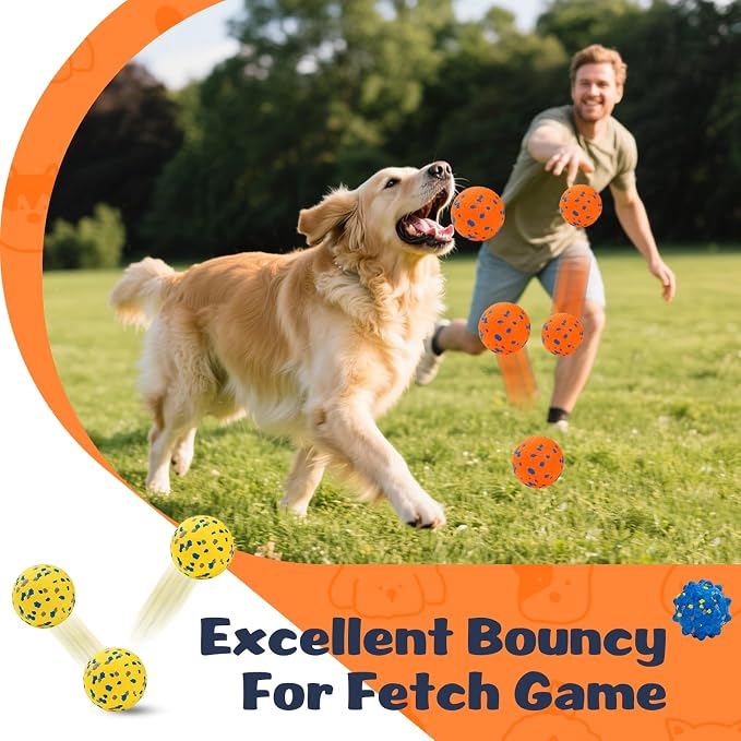 HIPPIH Dog Balls Tennis Balls, Dog Chew Toys for Aggressive Chewers ETPU | 3PCS Interactive Puppy Toys for Teething, 3'' Fetch Ball Water Toy for Small/Medium Breed,High Bouncy & Floating Dog Pool Toy