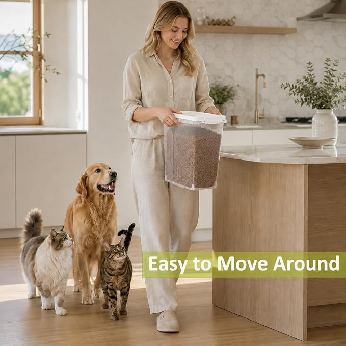 5-10 Lbs Airtight Cat Dog Food Storage Container, 8QT Compact Pet Food Bin