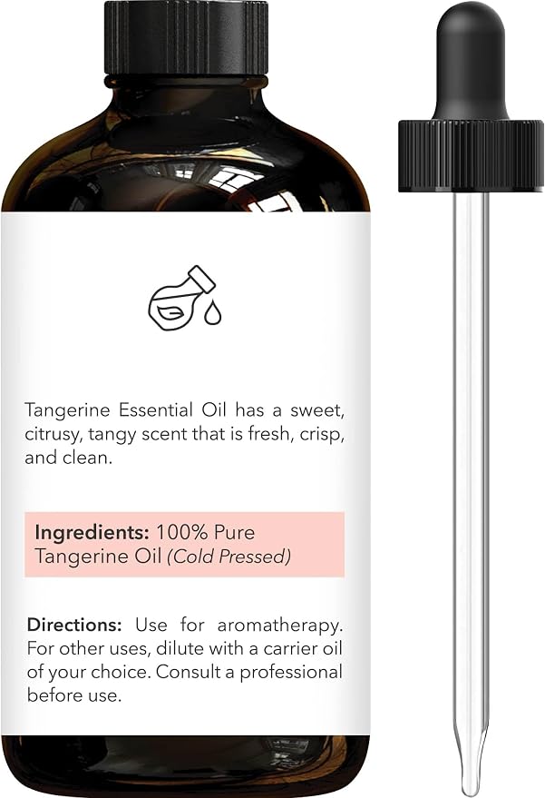 Brooklyn Botany Tangerine Essential Oil - Huge 4 Fl Oz - 100% Pure and Natural - Premium Grade with Dropper - for Aromatherapy and Diffuser