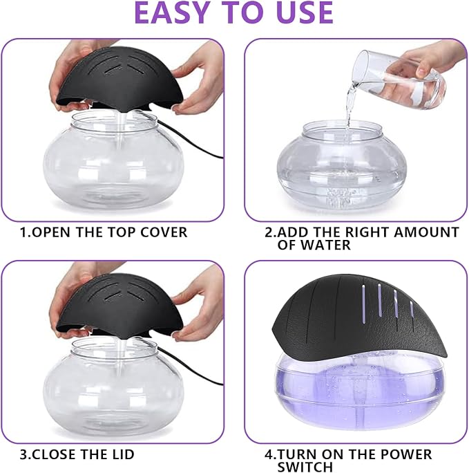 Water Air Purifiers for Home, Air Washer Aroma Diffuser, Air Filter Washer Humidifier, Essential Oils Aroma Fresher with LED Night Light for Office, Bedroom,Air Cleaner for Smoke and Pets(Black)