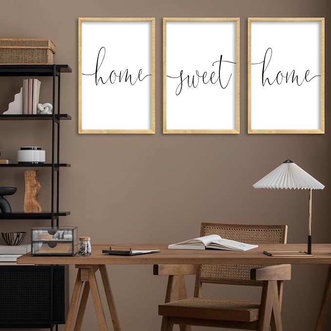 RLWangChao Home Sweet Home Sign Set of 3 Wall Art Decor 16"X11" Wood | Vintage, Bedroom Above Bed, Minimalist Modern Living Room, Wooden Framed, Warm And Cozy Family Wall Hanging
