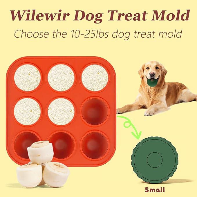 9-Cavity Silicone Frozen Dog Treat Mold for Woof Pupsicle & Power Chewer Pupsicle Small 10-25lbs,Reusable Frozen Dog Treat Tray Mold for Pupsicle Toy
