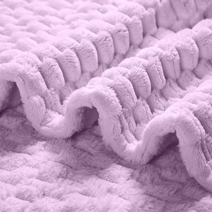 Excervent Hexagon Jacquard Throw Blanket for Bed, 50x70 Inches, Lilac | Decorative Fuzzy Flannel Fleece Throw Blanket for Sofa Bed Couch, Super Soft Cozy, Suitable for All Seasons
