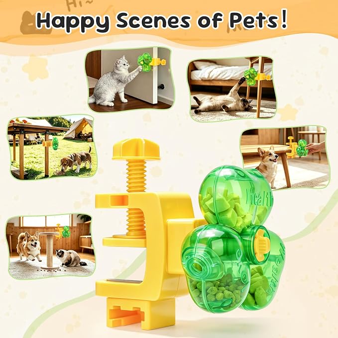 Cat Toy for Indoor Cats, Clover Shape Treat Dispenser,Interactive Puzzle cat Toy for IQ Training,Enrichment Toys as Gifts for Pupies，Cats,Dogs