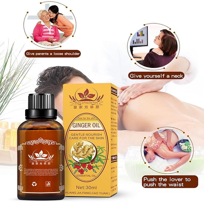 100% Pure Natural Ginger Massage Oil, 2 Pcs | SPA Massage Oils,Repelling Cold and Relaxing Active Oil,Natural Ginger Oil for Skin(30ML/Bottle)