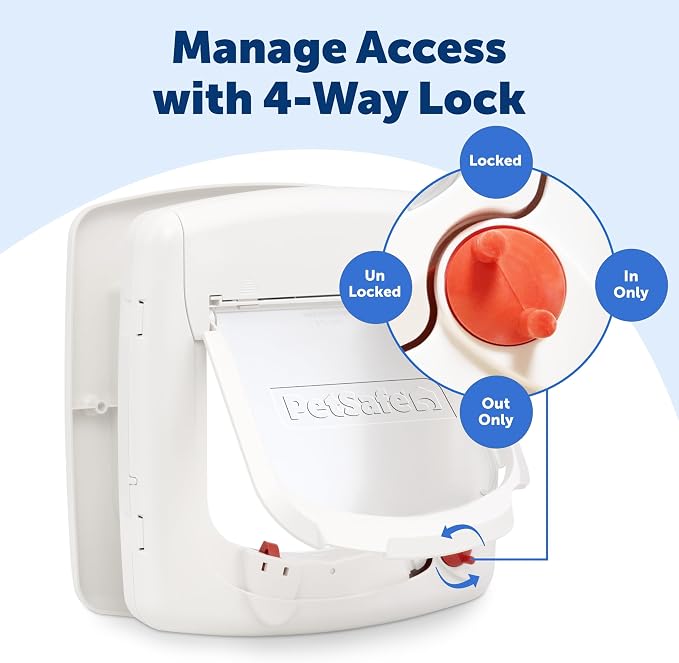 PetSafe, Deluxe Magnetic Cat Flap, Selective Entry, 4 Way Locking, White