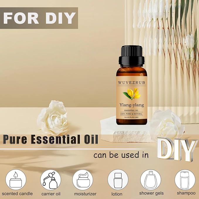 Ylang-Ylang Essential Oil 10ML, 100% Pure and Natural for Aromatherapy Diffuser - 0.33 Fl Oz