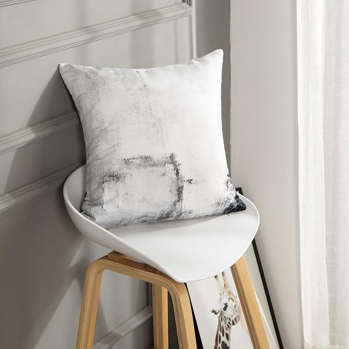 Throw Pillow Covers Set of 2, 16 x 16 Inch, White Grey | Abstract Modern Art Outdoor Decorative Square Pillow Cases Couch Cushion Case for Couch Bed Sofa Living Room Home Decor