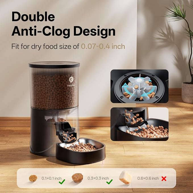 Automatic Cat Feeder 5Ghz WiFi APP Control Cat Food Dispenser | Auto Pet Feeder for Cats and Small Dog Indoor- Easy to Set and Clean, Dual Power, 1-6 Meals/Day, Timed Precise Feeding