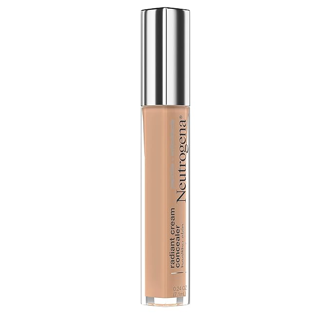 Neutrogena Healthy Skin Radiant Brightening Cream Concealer with Peptides & Vitamin E Antioxidant, Lightweight Perfecting Concealer, Non-Comedogenic, Cashew Light/Medium 03 cool undertones, 0.24 oz