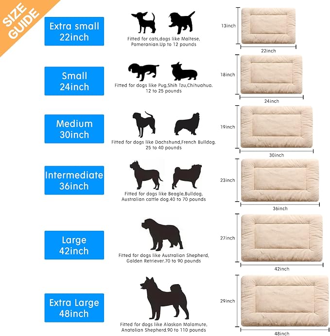Dog Crate Pad Washable Dog Bed for Crate Large Cozy Mat 42-Inch Cream | Ultra Soft Kennel Pad,Anti-Slip Bottom,Fits for Most Metal Crates,Comfortable Sleeping Pet Mat