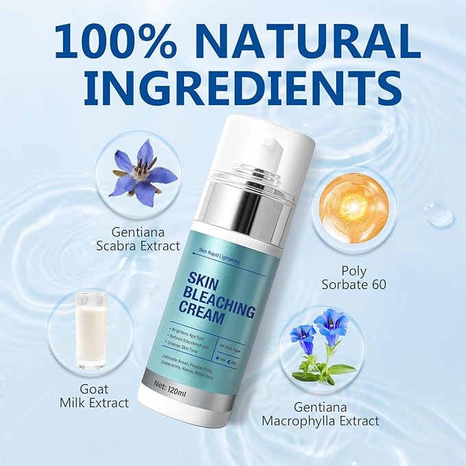 Skin Bleaching Cream, Intimate Areas, Underarms, Knees, Elbows, Inner Thighs and Bikini Areas, Daily Skin Care for Women, Skin Lightening Cream for Dark Spot, Safety & Mild Formula