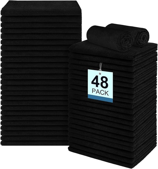 UNIMADE 48 Pack Salon Towels - Highly Absorbent and Quick Drying Hand Towels, Premium Wash Cloths for Bathroom, Gym, Shower, Hotel, and Spa - 16x27 inch (Black)