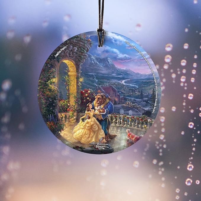 Disney Beauty and The Beast Dancing in The Moonlight 3.5” Starfire Prints Hanging Glass Print Accessory SPCIR736