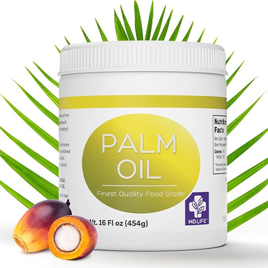 MD.LIFE PALM OIL - 16oz - Sustainable Food Grade Palm Oil for Cooking - Great for Soap Making Supplies, Cooking Oil, Creams and Lotions