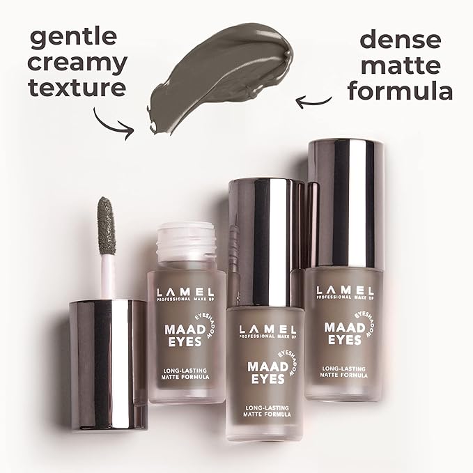 Lamel Matte Liquid Eyeshadow - Long Lasting Waterproof Eye Tint - Quick-Drying, Hypoallergenic Eye Makeup - Creamy & Smooth Formula - Gray Matte Cream Eyeshadow - Maad Eyes, №403, 5.2ml / 0.17oz