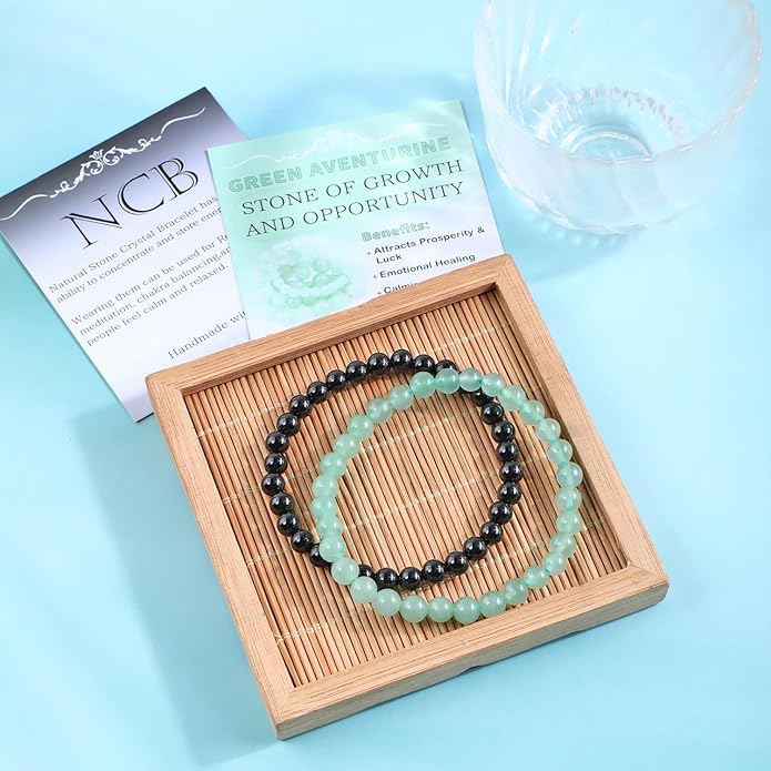NCB 2.3-Piece 4mm Natural Crystal Gemstone Stretch Bracelets – Handmade Reiki Energy Healing Jewelry for Meditation,Yoga, Unisex
