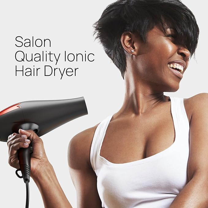 TREZORO Professional Blow Dryer for Women – Ionic Hair Dryer 2000W for Salon & Personal Use – Powerful, Fast & Quiet Drying for Curly Hair, Unwanted Frizz – Design for Travel – 8.2ft Cord – Black