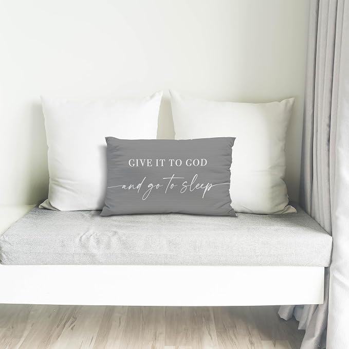Give It to God and Go to Sleep, Decorative Corduroy Pillows Cover for Bed,Corduroy Pillows Cover for Bed,12x20 Inch Pillow Case,Decorative Corduroy Pillows Cover for Room（Gray 12" x 20"）