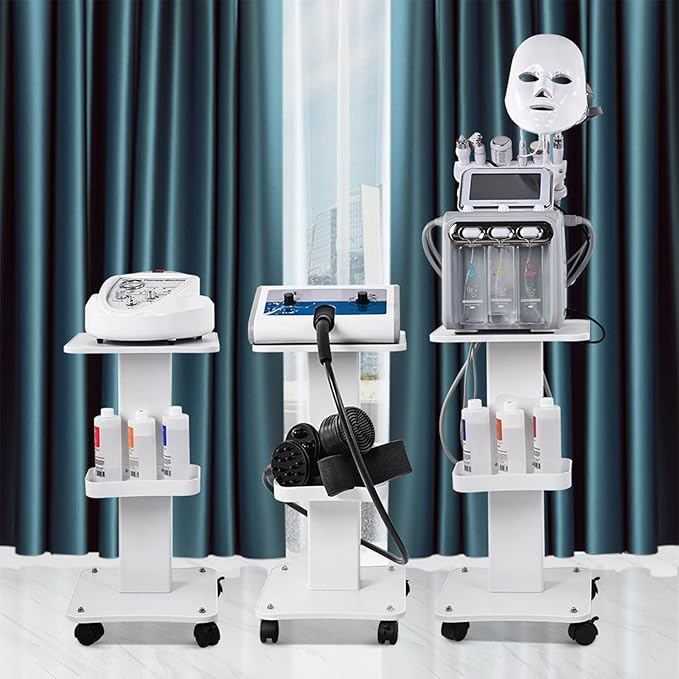 Beauty Trolley Cart with Wheels, 3 Tier Aluminum Beauty Rolling Cart, Hair Salon, Spa Salon, Vacuum Therapy Machine Trolley, Load 135lbs, 26.7 x 13.8 x 15 inch