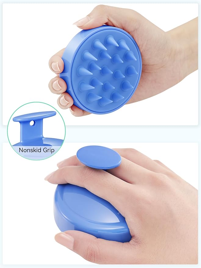 HEETA Shampoo Scalp Brush Massager Hair Growth, Scalp Scrubber with Soft Silicone Bristles for Hair Growth & Dandruff Removal, Hair Brush for Scalp Exfoliator, Royal Blue