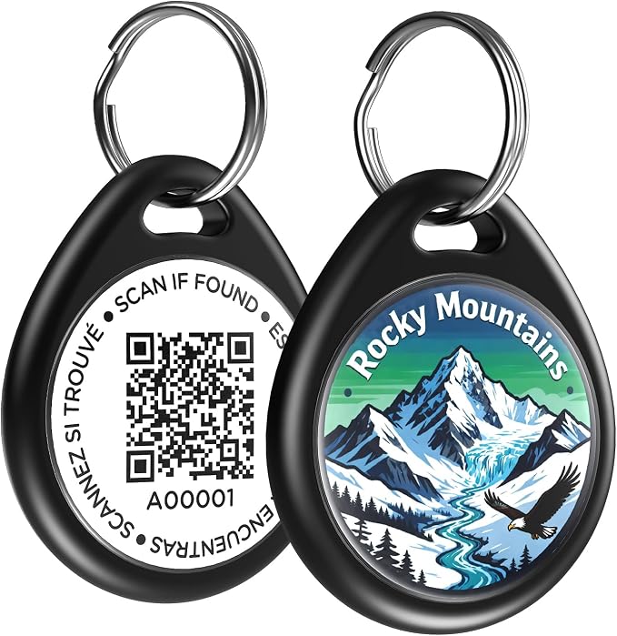 QR Code Dog Tags Personalized for Pets, Real-time Alerts, Rocky
