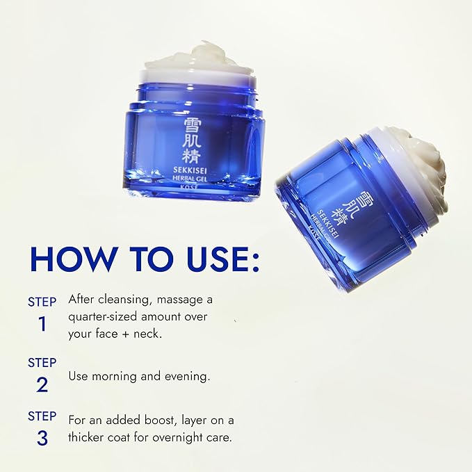 SEKKISEI Herbal Gel, Multi-Purpose 6 in1 benefits Hydrating Gel Moisturizer & Mask, 2.8 Ounce