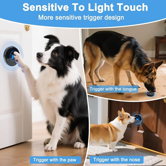 Dog Door Bell 2026 Enhanced Touch, Wireless Doggie Doorbell for Potty Training to Go Outside, IP65 Waterproof, 1000ft Range, 55 Melodies, 5 Modes & Adjustable Volume (2 Buttons)