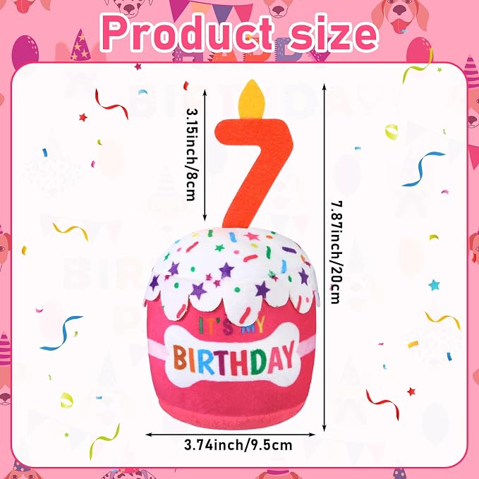 Dansydaisy Dog Birthday Cake Toy Squeaky Plush Gift,7th,Pink
