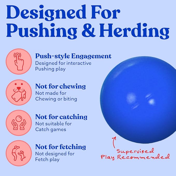 Doggie Dooley Virtually Indestructible Dog Ball - 14 Inch Hard Plastic Interactive Dog Toy for Large Breeds Over 75+ lbs - Built for Herding & Push Play - Floats in Water, Made in USA - Blue