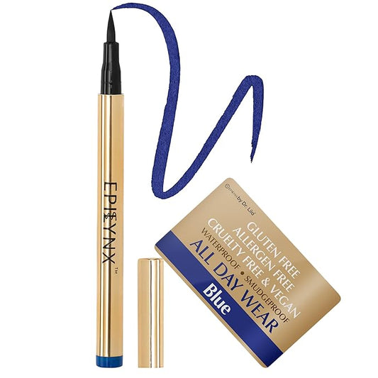 EPILYNX Waterproof Eyeliner - Smudge-Proof Liquid Eyeliner Pen with Precision Tip for Smooth, Long-Lasting Application - Vegan, Hypoallergenic & Gluten-Free Eye Liner - 2mL Blue
