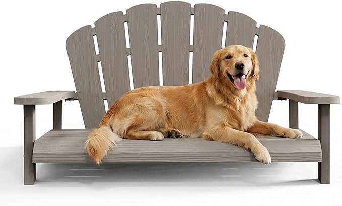 Outdoor Dog Sofa Chair, Grey, 40.24" L x 30.08" W x 20.04" H | Waterproof Resin Dog Bed, For Patio Furniture, Easy Assembly and Clean