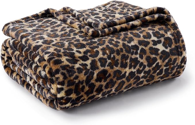 BEDELITE Fleece Blanket Soft Plush Twin Size Blanket Brown Leopard 60"x80" | Ultra Soft Fleece, Plush Microfiber, Lightweight Warmth, All Season Comfort, Cheetah Decor, Machine Washable, Couch Sofa Bed
