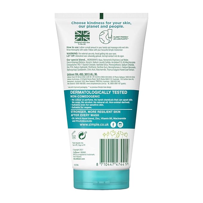 Simple Daily Skin Detox Purifying Facial Wash, 150ml (Package may vary)