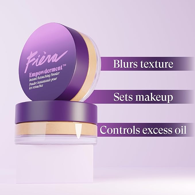 Fièra Empowderment™ Finishing Powder, Talc-Free Blurring & Soft-Matte Setting Powder for Mature Skin, Pore & Fine-Line Smoothing, Lightweight Instant Retouching Formula, Medium Shade, 0.2 OZ