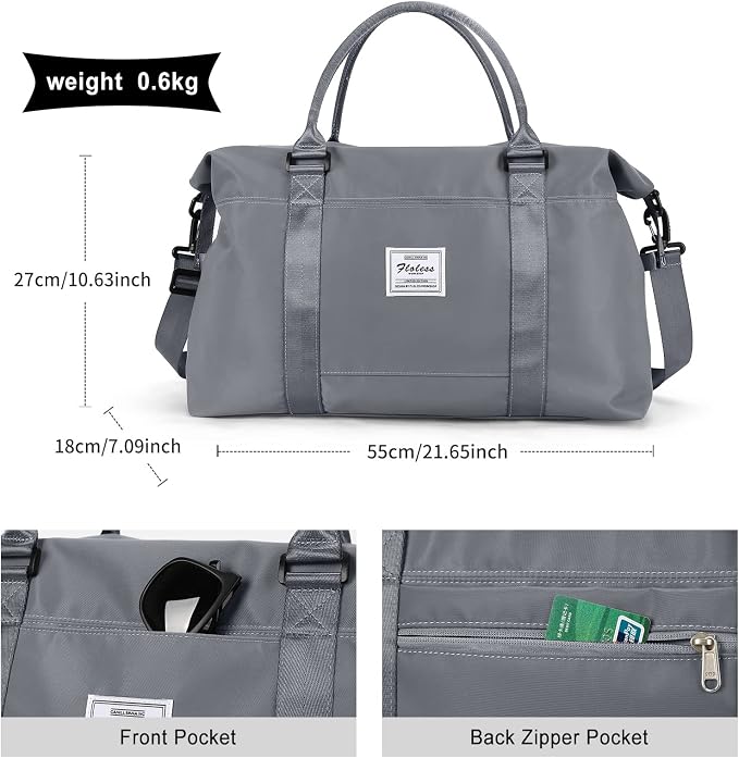 Travel Duffel Bag, Carry On Overnight Weekender Bags for Women | Travel Bag with Wet Pocket & Trolley Sleeve, For Spirit Airlines 18x14x8 Personal Item Bag