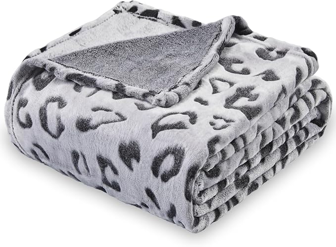 Flannel Cheetah Print Throw Blanket, 60 x 80 Inches, Black Leopard | Lightweight Super Soft Cozy Plush Fleece Blanket for Women