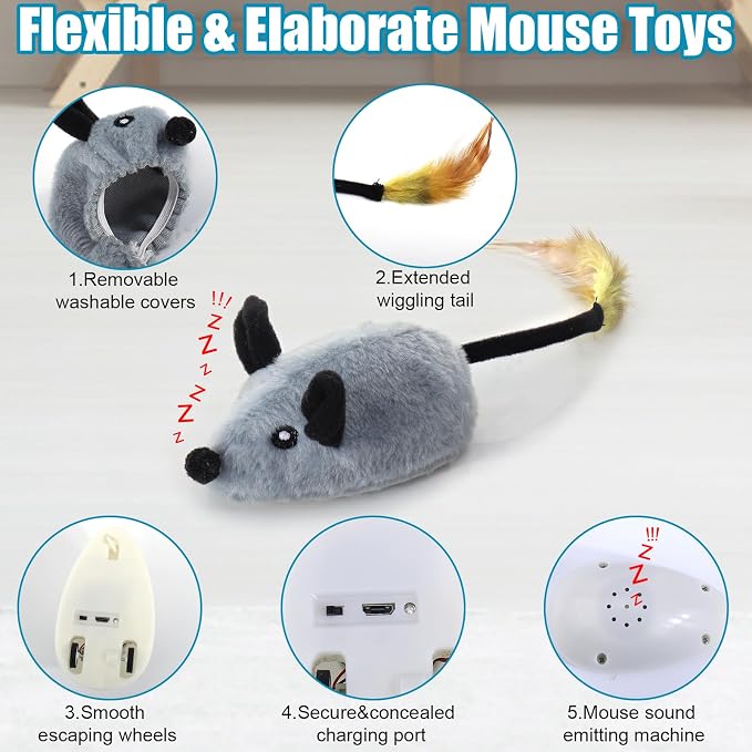 Interactive Dog Toys, Fake Mouse Moving Dog Toy with Automatic Sensor