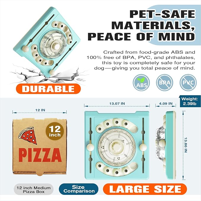 KADTC 2-Level Dog Puzzle Toy, Spin to Release Treat Dispenser & Slow Feeder