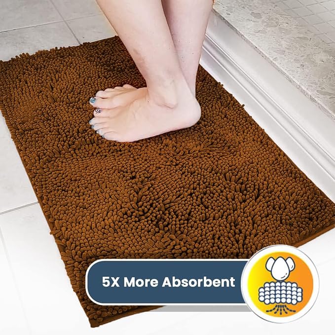 Muddy Mat® | Super Water Absorbent Door Mat Indoor, Microfiber Quick Dry Chenille Entryway Rug, Slip Resistant Front Door Mat, Indoor Mats for Entryway, Machine Washable Pet Rug, Amber 36" x 46"