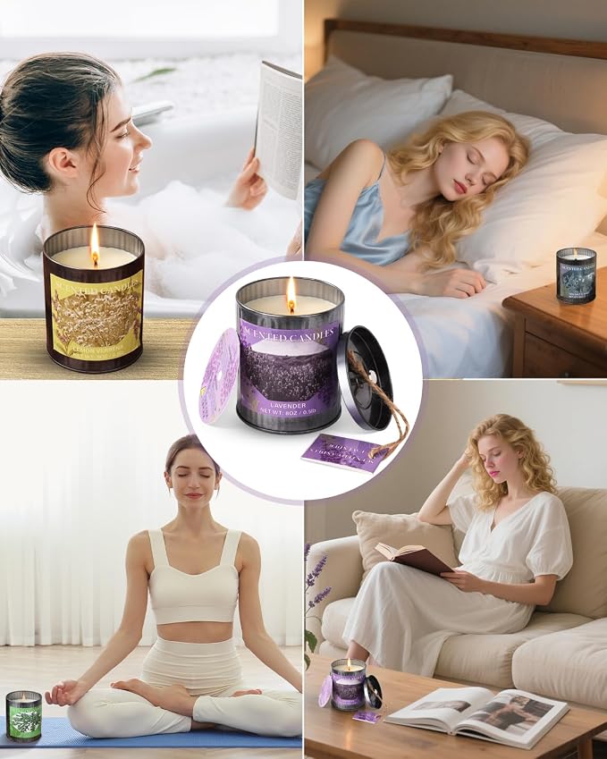 Scented Candles for Home, 8oz Soy Candle, 50H Burn, Cedarwood Aromatherapy, White Candle in Gift Box, Perfect for Birthday, Mother's Day, Christmas