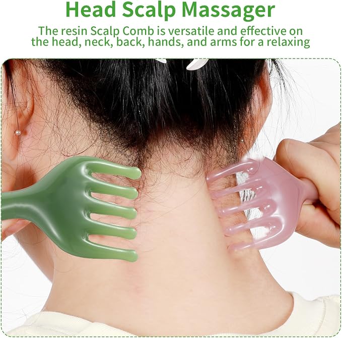 WY LIGHTING LEVEL 2Pcs Head Massager Manual Hair Scalp Massager Gua Sha Five Claw Massage Tool Comb Portable Handheld Resin Relax Tool for Father's Day Mother's Day Gifts (Pink Purple; Green)