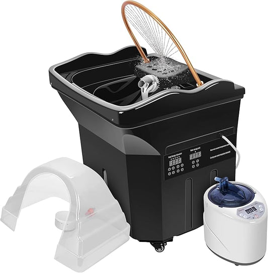 Freshlyy Head Spa Equipment with 60L Water Storage Tank, Warm Steam & Hair Wash Sink for Scalp Care and Relaxation (Head Spa Equipment-Black)