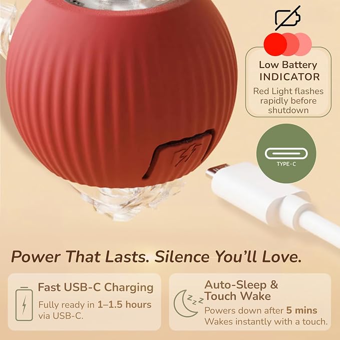 Interactive Cat Toy Automatic Moving Ball, Indoor Cats, Rechargeable, Red