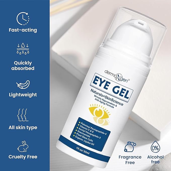 Eye Gel for Dry Eyes – Night Gel with Plant Stem Cells, Matrixyl 3000 & Peptides – Under Eye Gels for Dark Circles and Puffiness | Hydrates for a Smooth, Refreshed Look – 1 Fl Oz / 30 ml