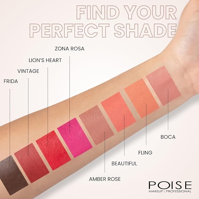 POISE Makeup HD Crème Lip and Cheek Compact | Long Lasting Cheek Blusher and Lip Stain Lipstick in One Hydrating for Skin Infused w/Shea Butter, VINTAGE