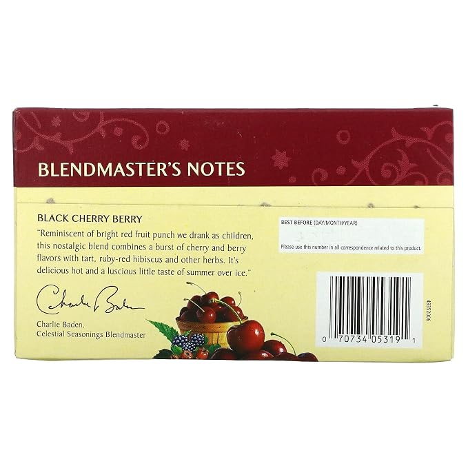 Celestial Seasonings Black Cherry Berry Tea Bags, 20 Count (Pack of 2)
